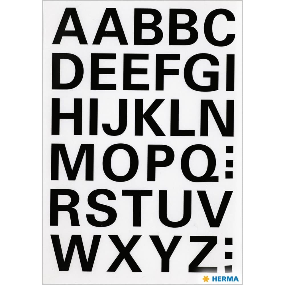 Märketikett Herma Vario 4163 Bokstäver A-Z 15mm, Svart, 1 ark/fp
