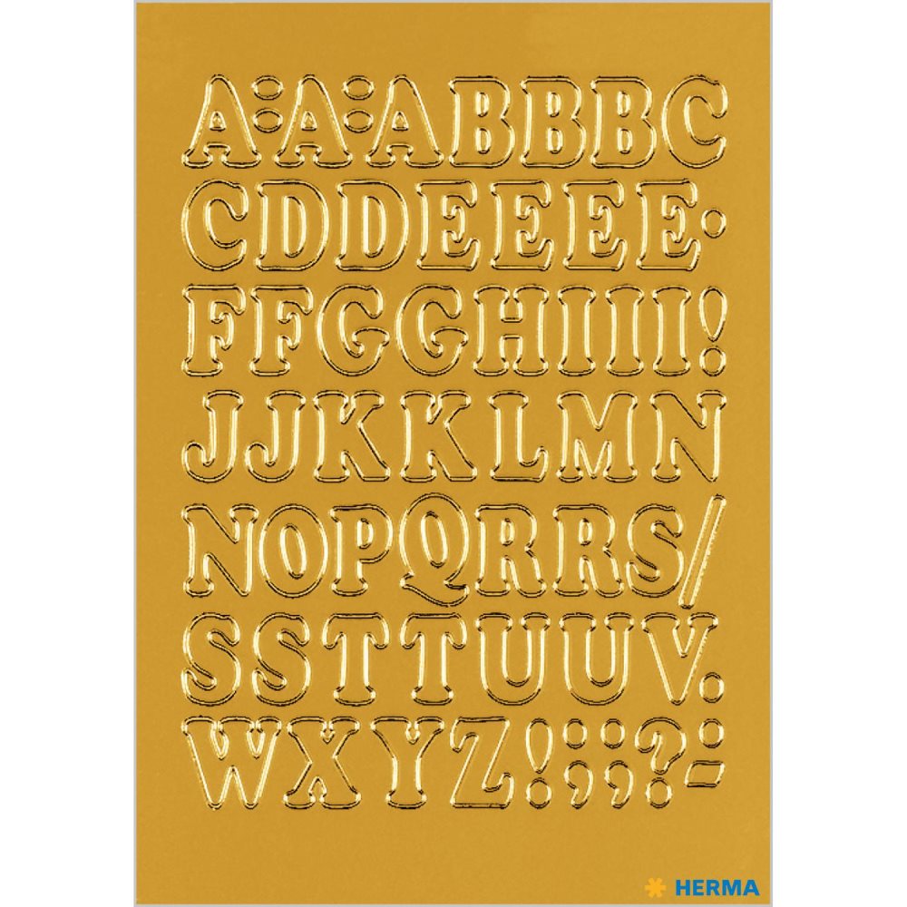 Märketikett Herma Vario 4183 Bokstäver A-Z 12mm, Guldfolie, 1 ark/fp