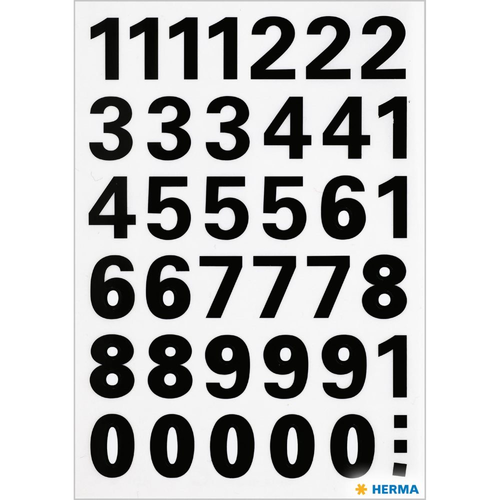 Märketikett Herma Vario 4164 Siffror 0-9, 15mm, Svart, 1 ark/fp