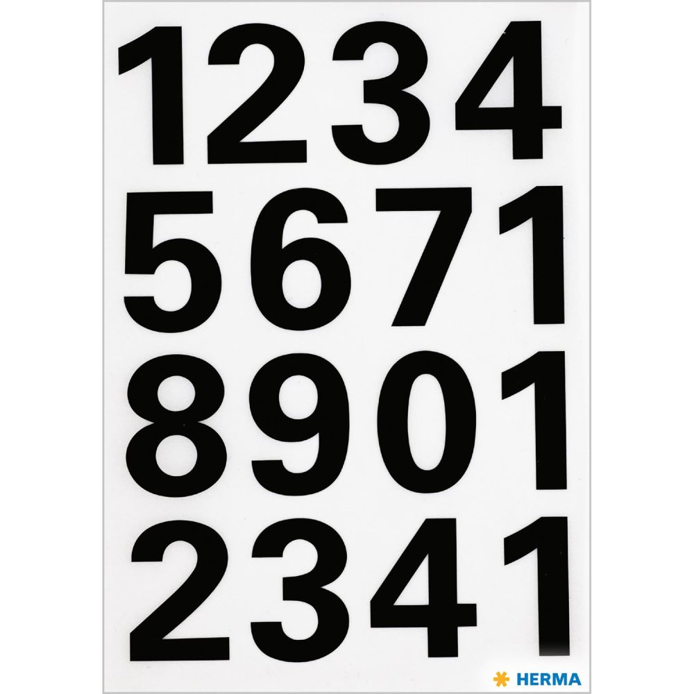 Märketikett Herma Vario 4168 Siffror 0-9 25mm, Svart, 2 ark/fp