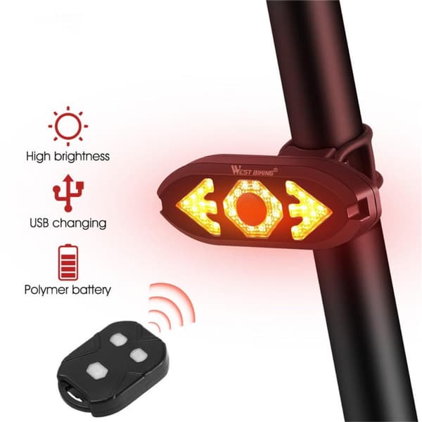 Uppladdningsbar Lampa med tuta till cykel bakljus Fjärr Blinkers