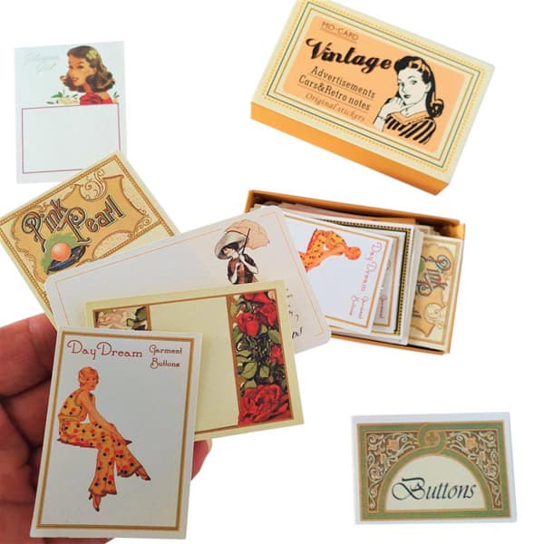 60x Klisteretiketter i Æske, Vintage - Nr. 1