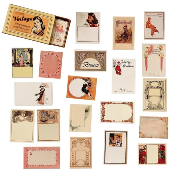 60x Klisteretiketter i Æske, Vintage - Nr. 1