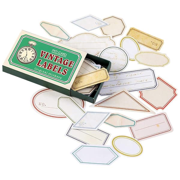 60x Klisteretiketter i Æske, Vintage - Nr. 4