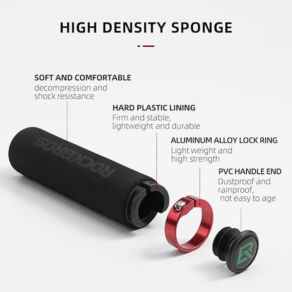 Rockbros Bicycle Greppar Sponge - Svart/Röd