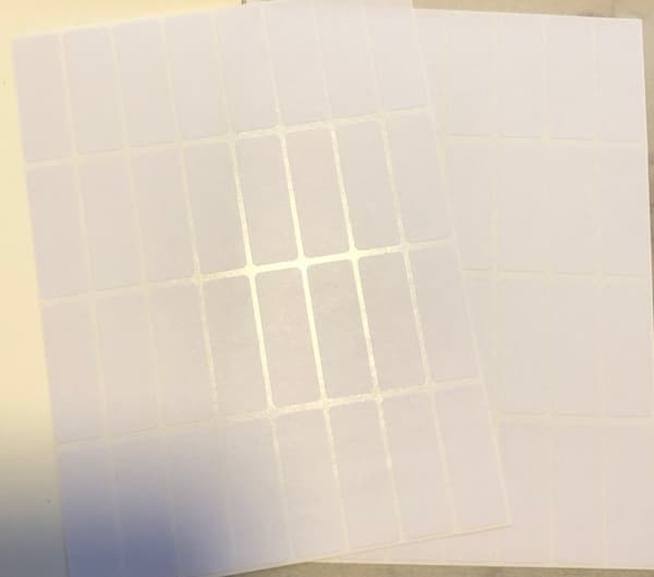 10 ark prislappar med klister 38x14 mm loppis butik