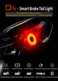 Miniatyrbild 6 av 10: Rockbros Q5 Bakre Cykelljus Med Intelligent Stoppsystem - Svart