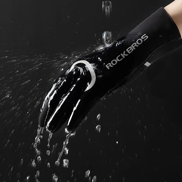 Rockbros Vattentäta Cykelhandskar, Full, Storlek: L/XL - Svart