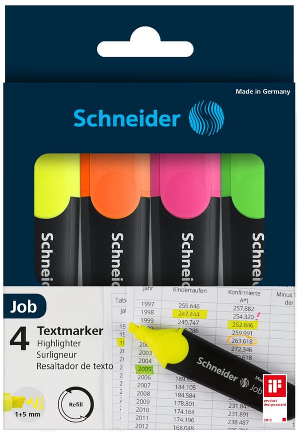 Överstrykningspenna Neon 4-p Schneider Job