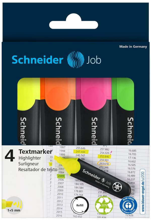 Överstrykningspenna Neon 4-p Schneider Job