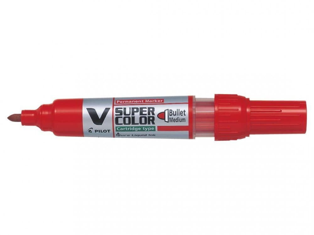Märkpenna Pilot Begreen V Super Color rund, Medium, Röd 1/fp