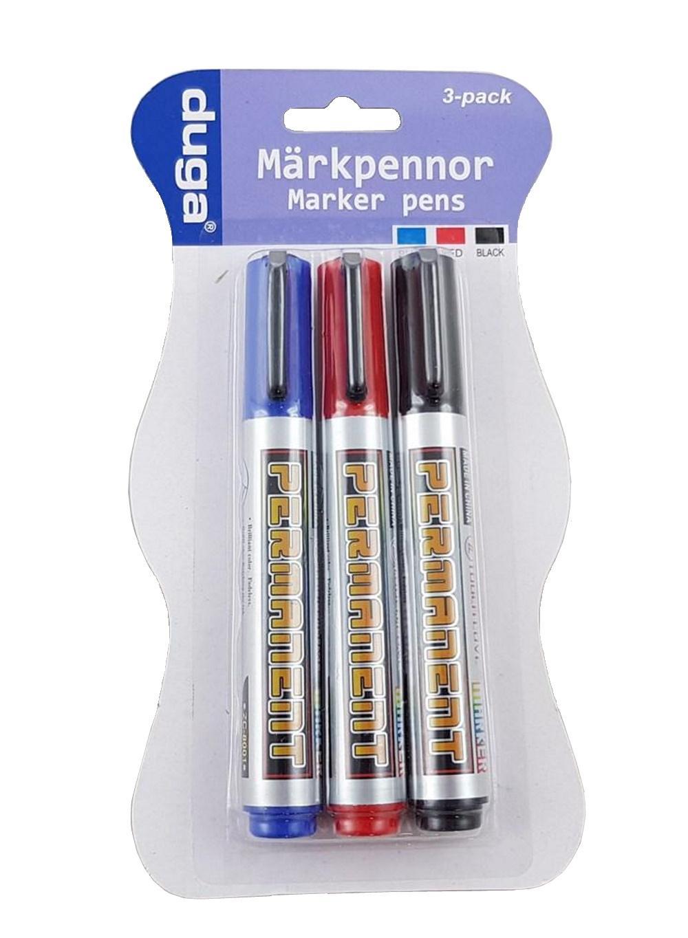 Märkpennor Blå/Röd/Svart 3-pack