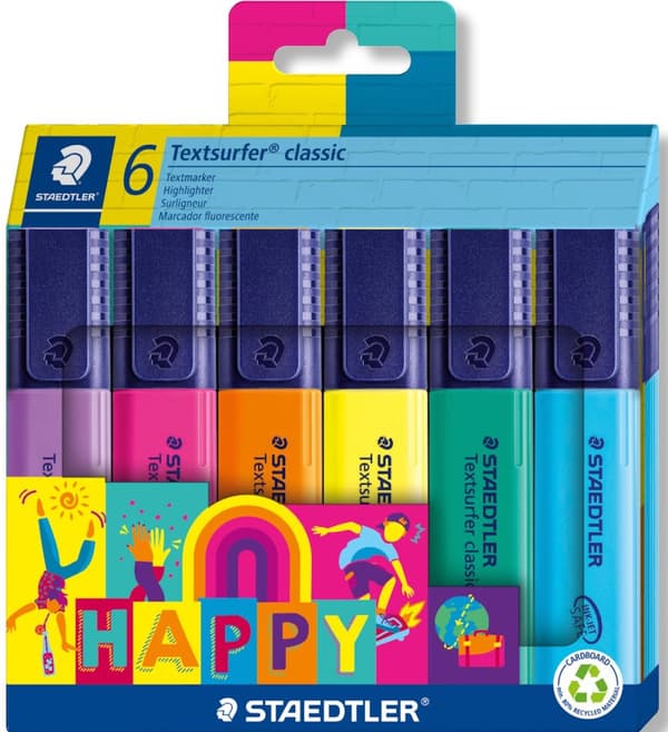 Överstrykningspennor Textsurfer Classic Happy 6-pack, Staedtler