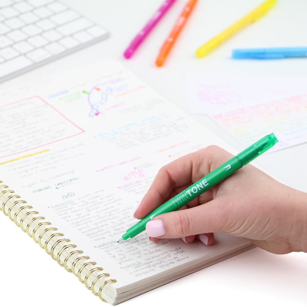 Tombow TwinTone märkpennor 12 styck Fin/Kulspets Multifärg