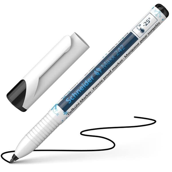 Schneider - S-72421 - Maxx 242 Markör för frysta livsmedel (Linjebredd 1 mm, Frostbeständig upp till -25 C) Svart