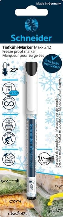 Schneider - S-72421 - Maxx 242 Markör för frysta livsmedel (Linjebredd 1 mm, Frostbeständig upp till -25 C) Svart
