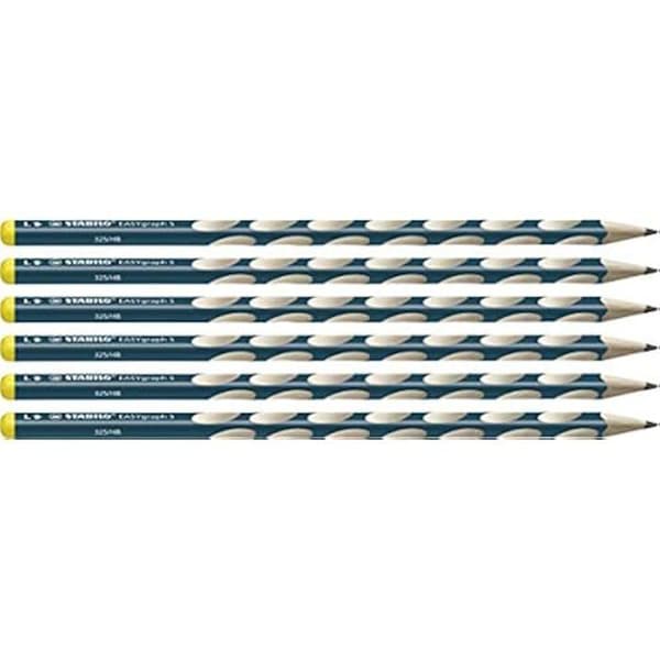 Blyertspennor vänsterhänt - STABILO - EASYgraph S - Set om 6 - Ergonomisk - HB-mina