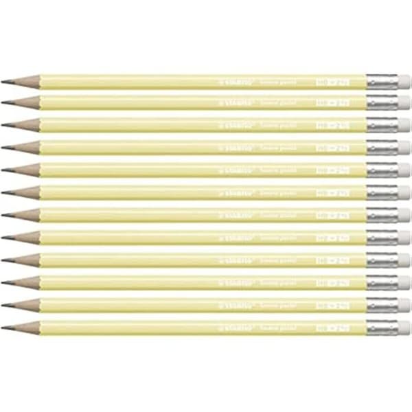 Blyertspenna - STABILO - Swano pastel - Paket med 10 - HB-mina - Inbyggt sudd