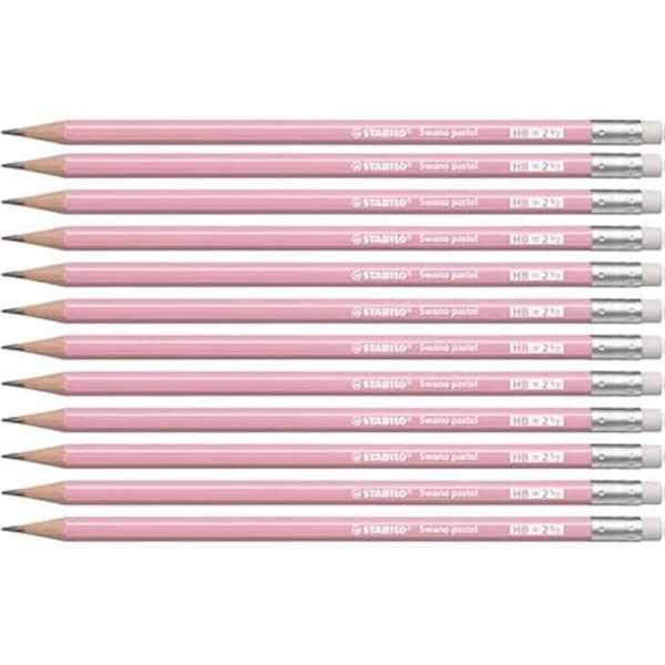 Penna - STABILO - Swano pastell - Set om 12 - Rosa färg - HB bly