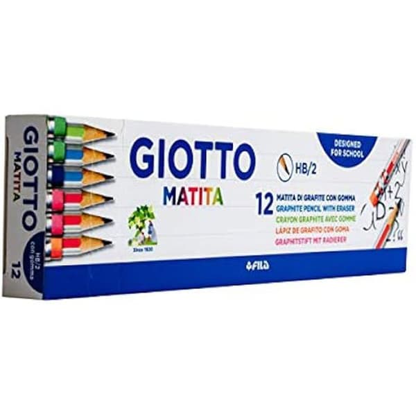 HB grafitkritor - GIOTTO - Blyertspennor - Förpackning med 12 - Sexkantig kropp - Hållbar mina