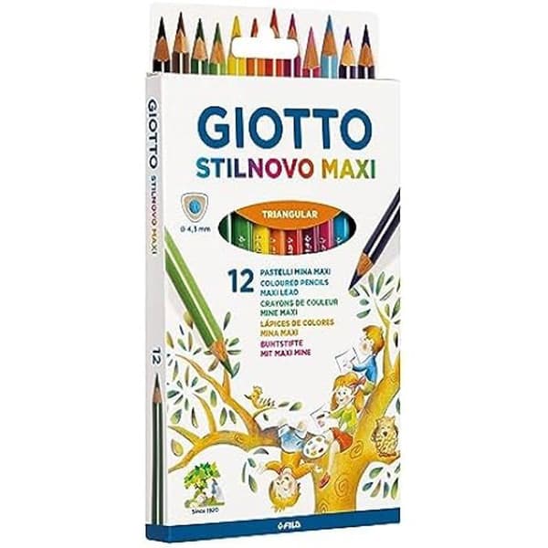 Färgpennor GIOTTO Stilnovo Maxi - Etui 12 - Stift på 4,3 mm - Motståndskraft mot bräckage