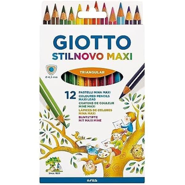 Färgpennor GIOTTO Stilnovo Maxi - Etui 12 - Stift på 4,3 mm - Motståndskraft mot bräckage