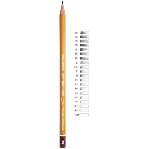 KOH-I-NOOR H1500 Pennor - 6B - Set med 12 högkvalitativa pennor för professionella och amatörkonstnärer