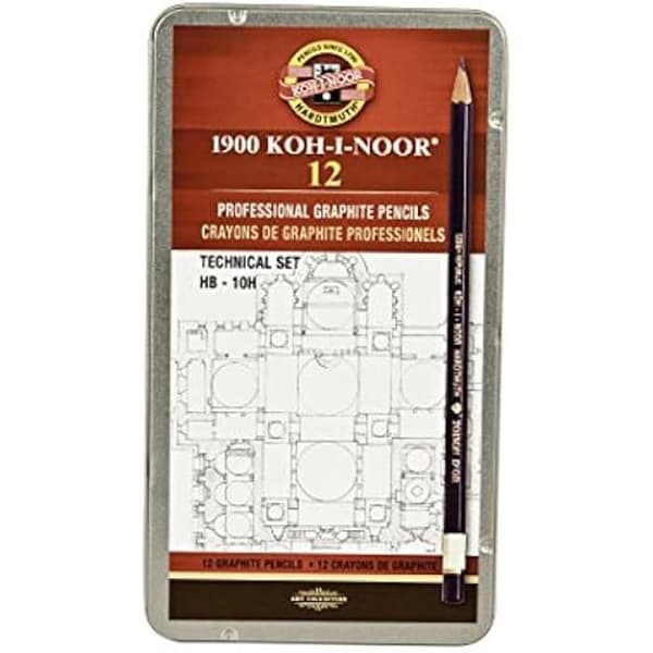 Pennsats - KOH-I-NOOR - 1502/1 - Kvaliteter HB 10H - Bly 2,0-2,5 mm - Längd 175 mm