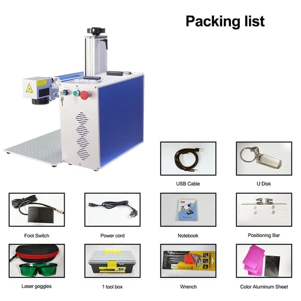 30W 8000 mm/s fiberlasermärkningsmaskin för metall- och icke-metallgravering, hög precision, hög tillförlitlighet