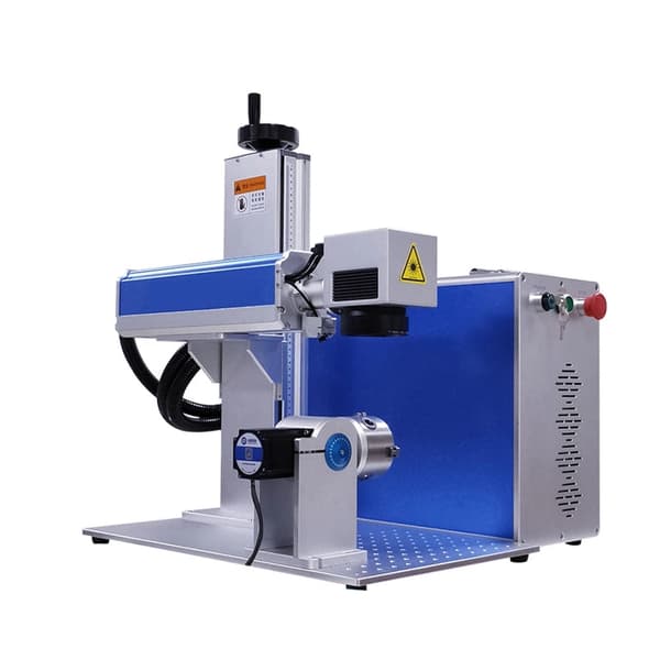 30W 8000 mm/s fiberlasermärkningsmaskin med 80 roterande enhet för metall- och icke-metallgravering, hög precision
