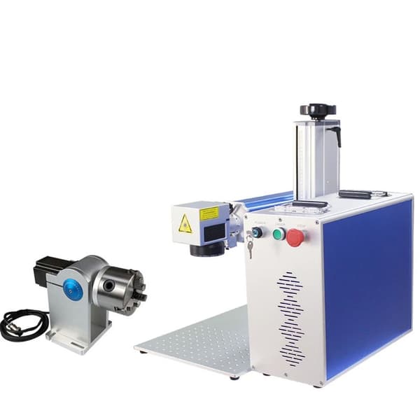 30W 8000 mm/s fiberlasermärkningsmaskin med 80 roterande enhet för metall- och icke-metallgravering, hög precision