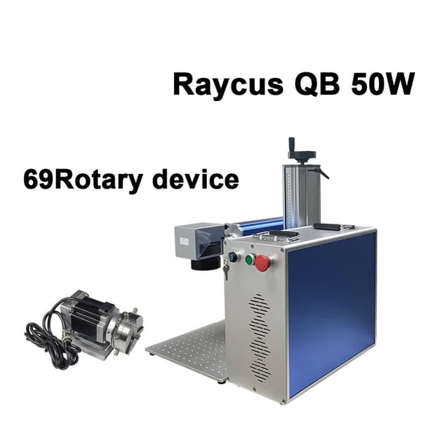 50W 8000mm/s fiberlasermärkningsmaskin med 69 roterande enhet för metall- och icke-metallgravering/metallskärning och djupgravering