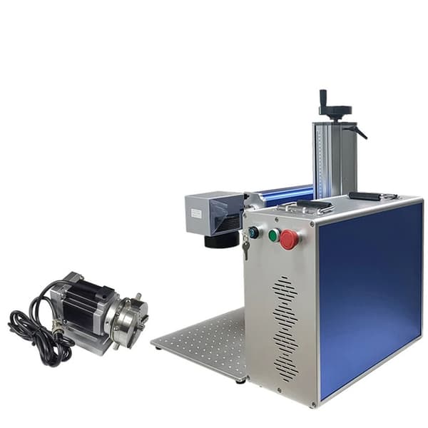 50W 8000mm/s fiberlasermärkningsmaskin med 69 roterande enhet för metall- och icke-metallgravering/metallskärning och djupgravering