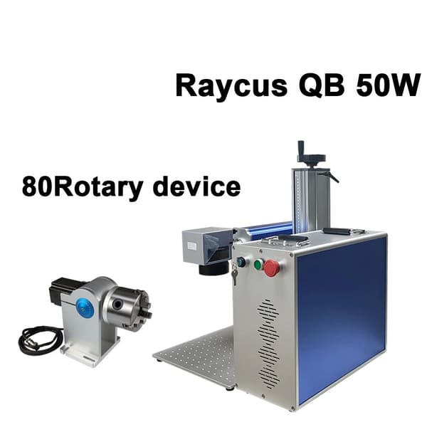 50W 8000mm/s fiberlasermärkningsmaskin med 80 roterande enhet för metall- och icke-metallgravering/metallskärning och djupgravering