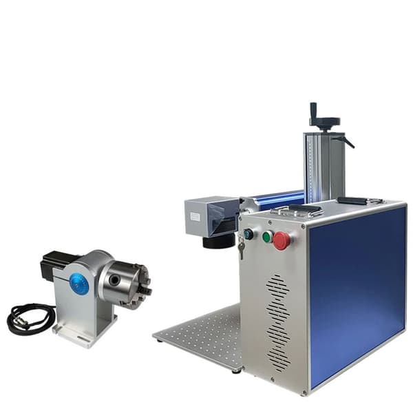 50W 8000mm/s fiberlasermärkningsmaskin med 80 roterande enhet för metall- och icke-metallgravering/metallskärning och djupgravering