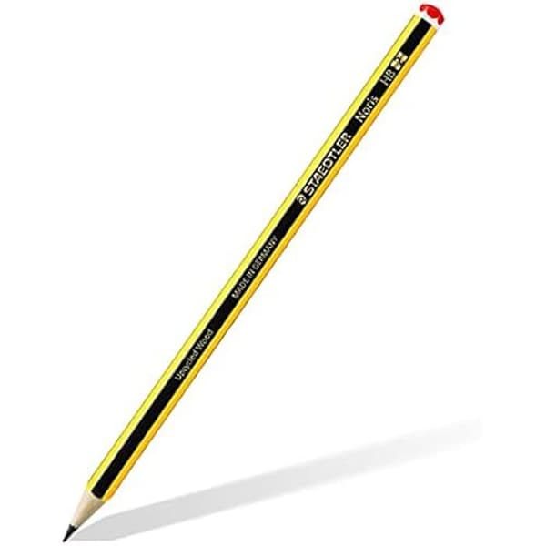 Papperblyert HB - STAEDTLER - Noris 120 - Förpackning med 4 Blyertspennor - Rasoplast Gummi - Inkluderar Spännare