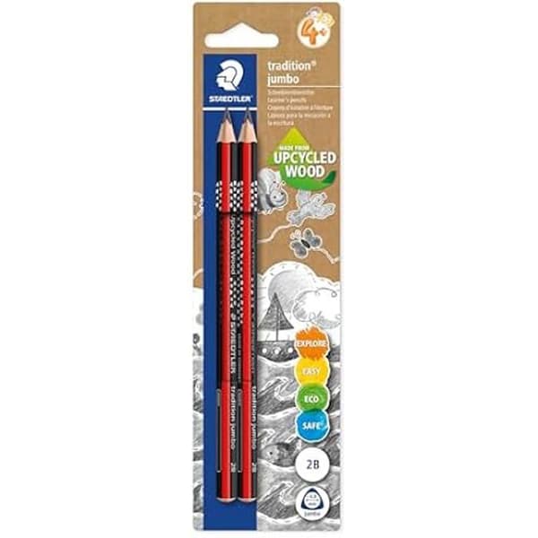 Färgpennor Jumbo - STAEDTLER - 1285-0 BK2 - Återvunnet trä - Mjuk, halkfri yta - Tillverkad i Tyskland