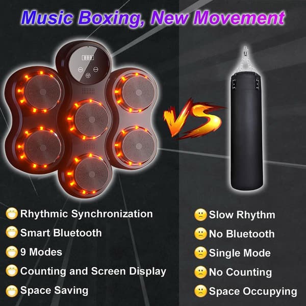 Interaktiv boxningsmaskin med Bluetooth och justerbar hastighet