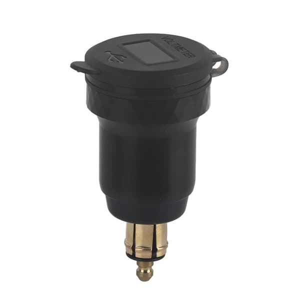 12V-24V Motorcykel USB-port Str?mladdningsuttag med LED-sk?rm EU PlugBlack
