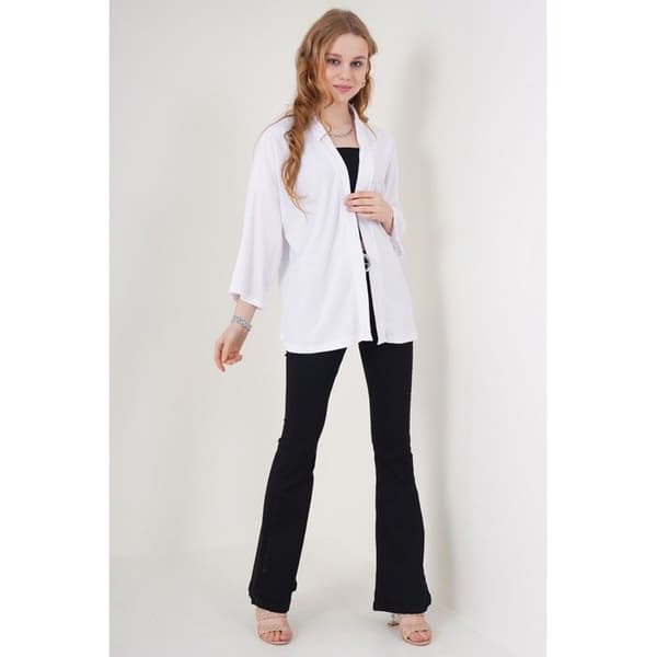 MT Kläder - Gilet Kimono - Vit 36