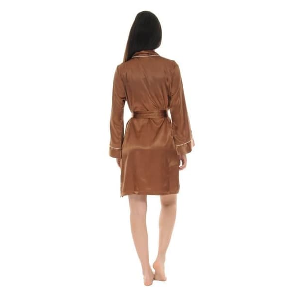 Kimono Court - Jayne - 1195 - Saten Marron - Utsvängda Ärmar - Avtagbart Bälte