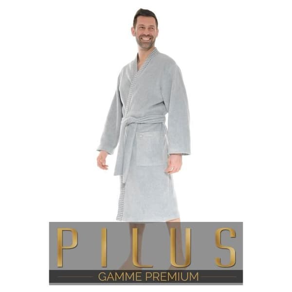Kimono Lång - PILUS - Blaise - Ljus Grå - 2 Fickor - Bekväm