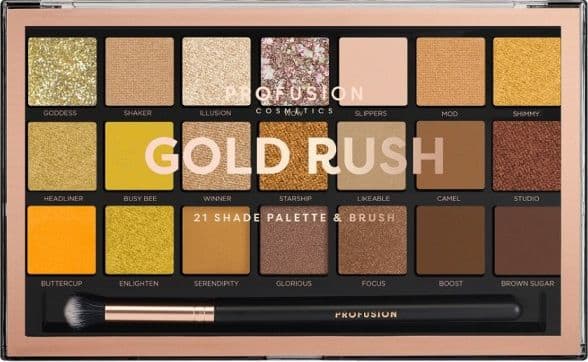 ProFusion Profusion Gold Rush Eyeshadow Palette paleta 21 luomiväri z pędzelkiem