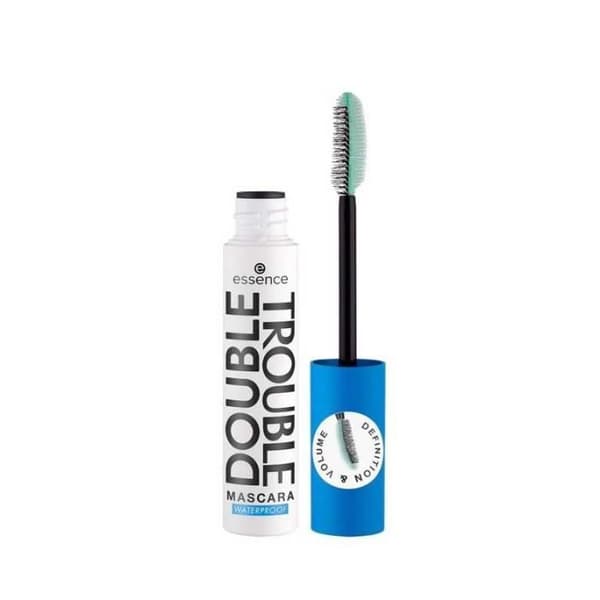 Essence Máscara De Pestanas Voluminizadora Double Trouble, pestañas más largas Máscara de pestañas 2 en 1 con dos lados en el cepil