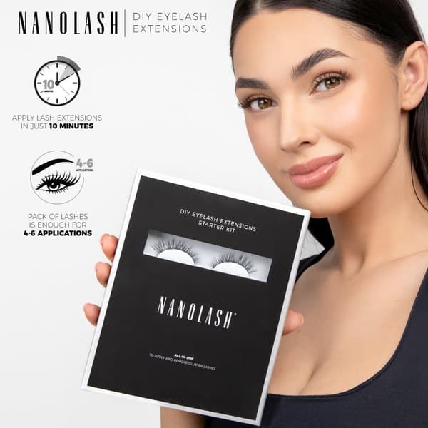 Startkit Ögonfranskluster för DIY-applicering hemma Nanolash -  36 Ögonfranskluster + bonder + sealer + remover + applikator