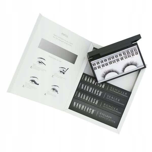 Startkit Ögonfranskluster för DIY-applicering hemma Nanolash -  36 Ögonfranskluster + bonder + sealer + remover + applikator