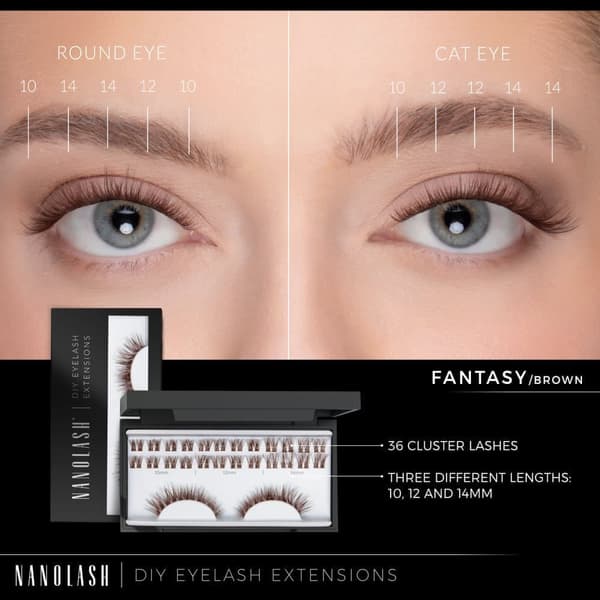 Startkit Ögonfranskluster för DIY-applicering hemma Nanolash -  36 Ögonfranskluster + bonder + sealer + remover + applikator