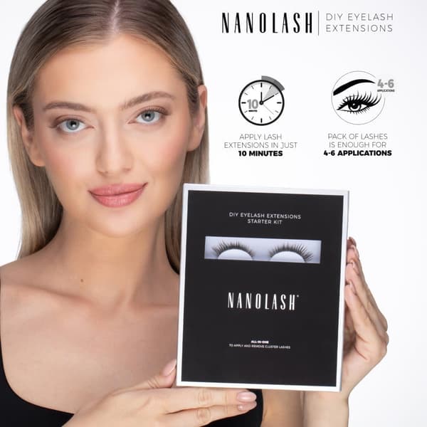 Startkit Ögonfranskluster för DIY-applicering hemma Nanolash -  36 Ögonfranskluster + bonder + sealer + remover + applikator