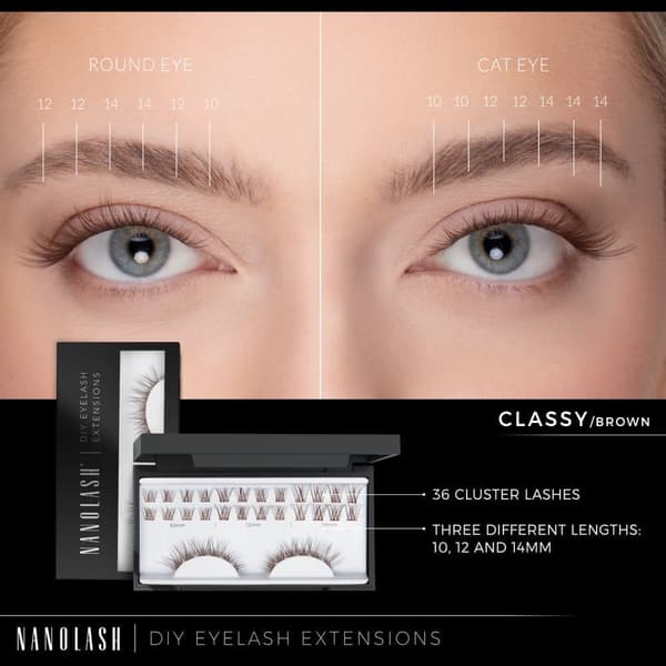 Startkit Ögonfranskluster för DIY-applicering hemma Nanolash -  36 Ögonfranskluster + bonder + sealer + remover + applikator
