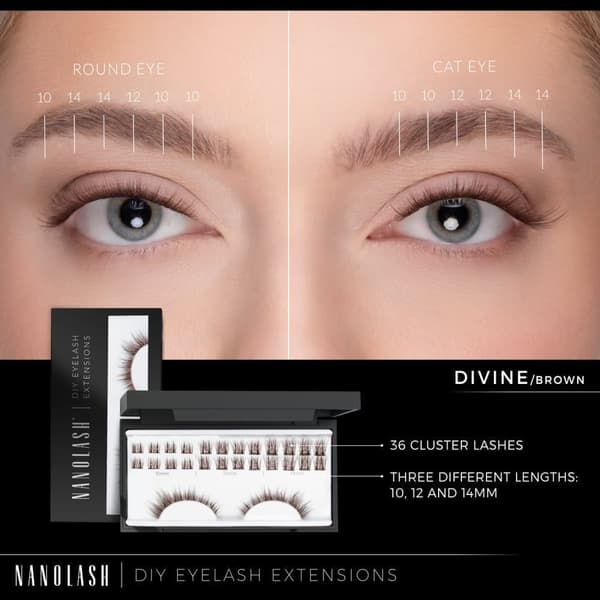 Startkit Ögonfranskluster för DIY-applicering hemma Nanolash -  36 Ögonfranskluster + bonder + sealer + remover + applikator